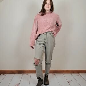 Alfred Dunner Chenille Mockneck Sweater Pink XL